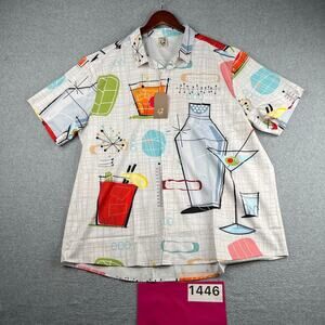 NEW Hardaddy Cocktail Print Shirt Lightweight Button Up Short Sleeve Men 3XL NWT